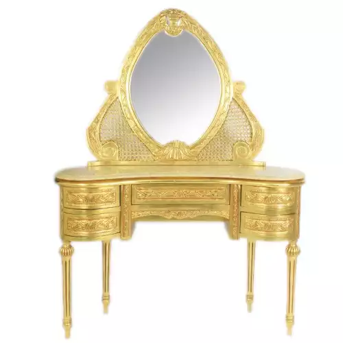 Barock Spiegelkonsole Schminktisch gold