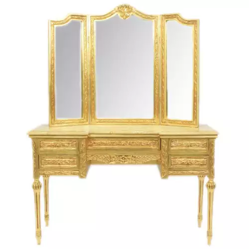 rolandk-wohnen Barock Spiegelkonsole Schminktisch gold (SV1819)