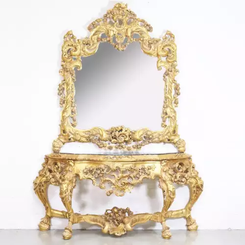 rolandk-wohnen Rococo Barock console mit spiegel exklusiv (SV1869)