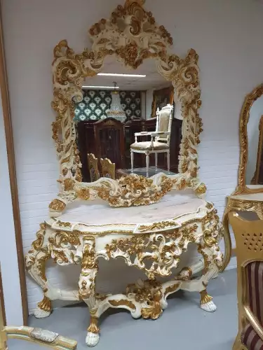 rolandk-wohnen Rococo Barock console mit spiegel exklusiv (SV2093)