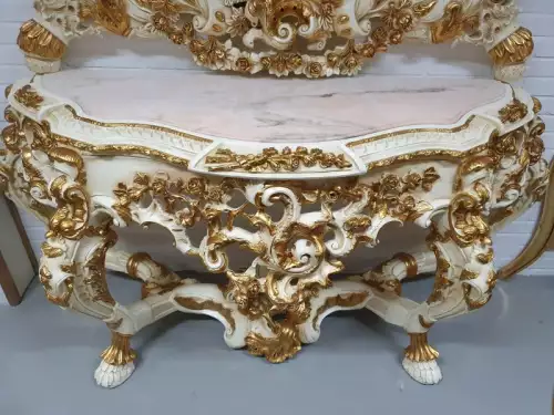 rolandk-wohnen Rococo Barock console mit spiegel exklusiv (SV2093)