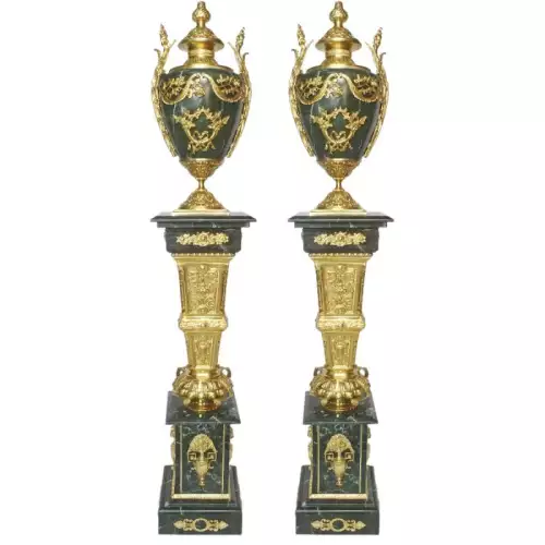 rolandk-wohnen Barock Marmorsule 2er Set  mit Vasen Chateau (SV1888)