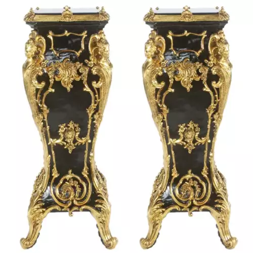 rolandk-wohnen Barocksäule 2er Emporda deluxe Gold /schwarz (SV1899)