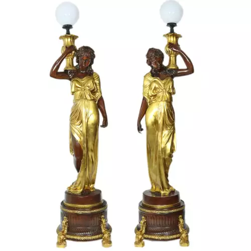 rolandk-wohnen Barocksule 2er set Stehlampe mit Figur deluxe Gold (SV1904)