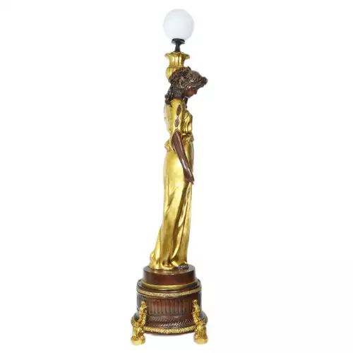 rolandk-wohnen Barocksule 2er set Stehlampe mit Figur deluxe Gold (SV1904)
