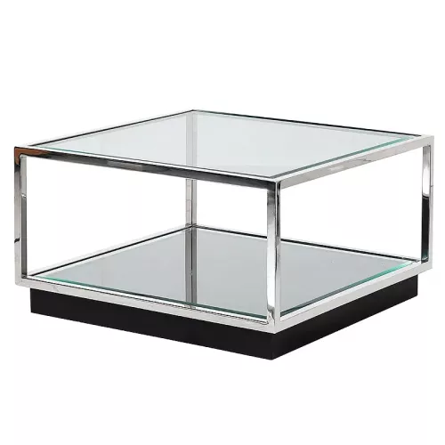 Hazenkamp Fachhändler Coffee Table Kohen 65x65x40cm With Clear Glass/Mirror (114728)